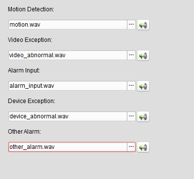 9.2.6 Alarm Sound Settings When the alarm, such as motion detection alarm, video exception alarm, etc.