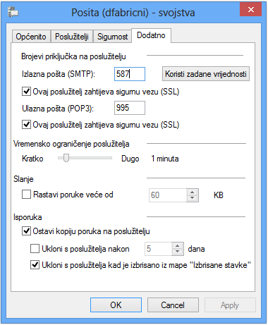 3 POP AND IMAP SETTINGS POP3 settings Incoming mail server: mail.poslovnihub.