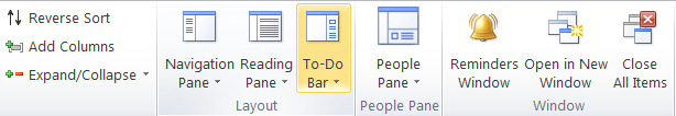 4 Using Outlook 2010 for Email 5. Outlook panes You can use Outlook panes on the View tab to personalise the display and layout in Outlook. Try this...task working with Mail panes 1.