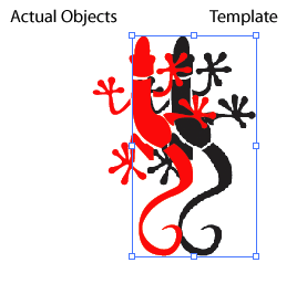 23. To prepare for exporting the vector lizard, you need to remove the template lizard. To do this, click on the whitespace in the proximity of the lizard shapes until a blue selection box shows.