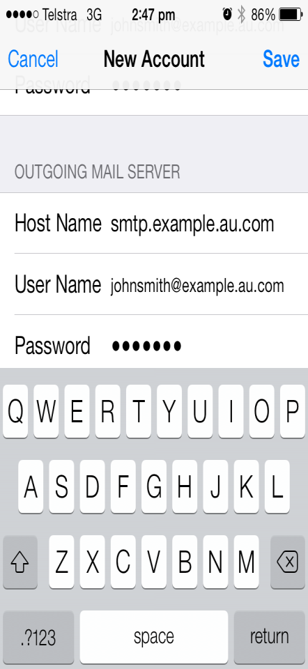 Outgoing Mail Server Host Name: smtp or cpanel address.