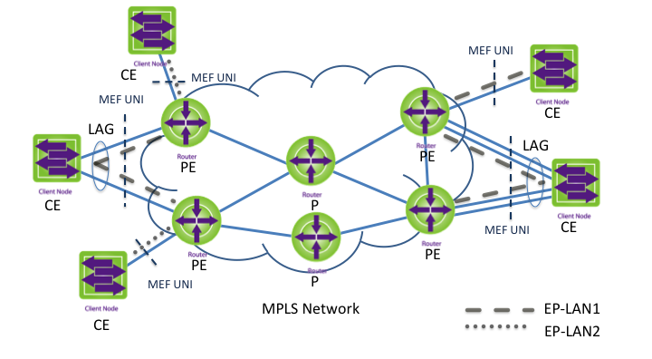 12 EVPN enabled multipoint to multipoint Ethernet VPN services The EVPN technology enables the creation of multipoint-to-multipoint Ethernet VPN services over an MPLS network.