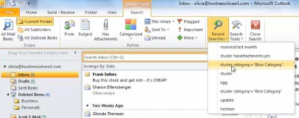 To search through any of the Outlook items, go to Search Tools tab Search tab Scope group click on All Outlook Items To go to recent