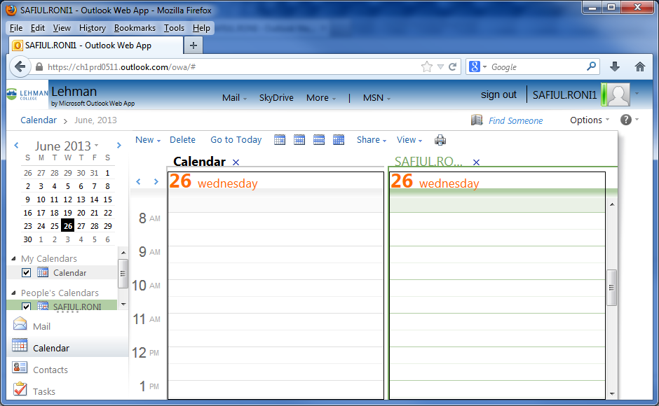Notice when viewing more than one Calendar at a time, the Calendars are displayed in side by side mode: Figure 6: Two calendars opened in side by side mode Getting Help This guide provides basic
