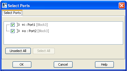 Figure 62 -- Property Smart Manipulator Menu to Display Ports 2. All ports (including flow ports) will then be listed in the Select Ports dialog (Figure 63). 3.
