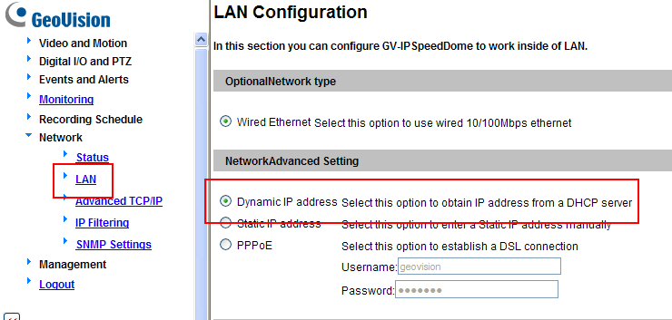 Step 3 Enabling the Internet connection ADSL users 1. On the left menu of the Web Interface, select Network and then LAN. 2. Select PPPoE, and type Username and Password provided by your ISP. 3. Click Apply to enable the Internet connection.
