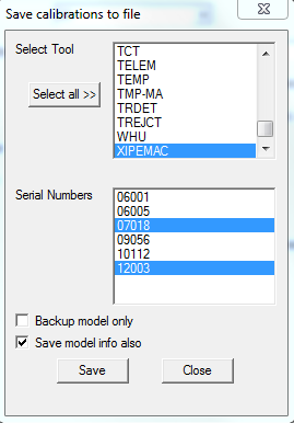 FIG: 14.37 Select Tool and serial number On the menu bar click on Tool Configuration, then click Export.