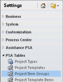 On the left hand side menu, click Project Item Groups Your project item groups should already exist; If they do, go