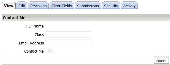 II. Editing a Form Template Click the name of the custom form you wish to edit in the Manage Form Templates interface. This opens up the View page. Click the Edit tab to access the Rich Text Editor.
