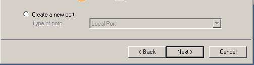 In the succeeding dialog box, choose the Local printer option button, then select Next.