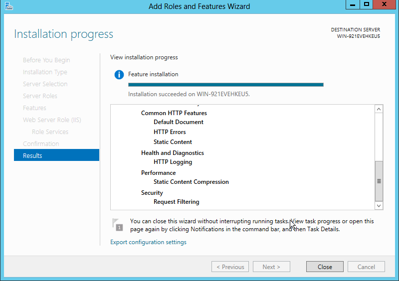 12. Finally once the installation is complete, a summary dialog will