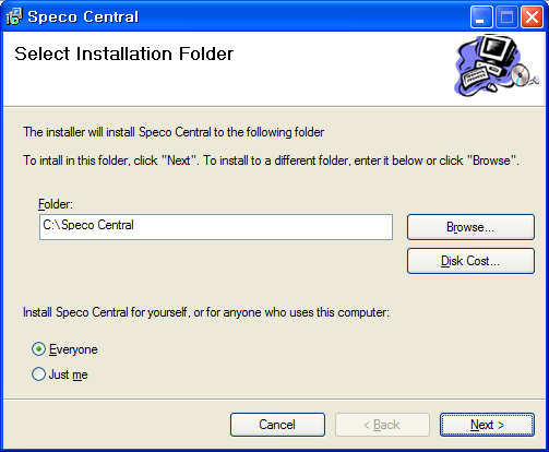 Speco Central Chapter 2 Installation CAUTION: If an older version of Speco Central software is installed in your computer, you should uninstall the older version first.