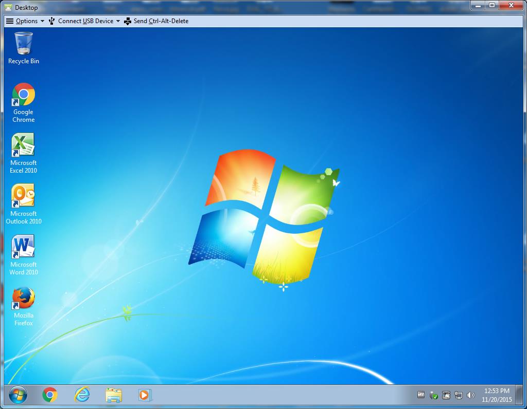 When completed you will be presented with a Windows desktop similar to the one you will be used to seeing on