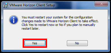 10. The Completed the VMware Horizon Client Setup Wizard dialog box will show when installation is complete. Click the Finish button (See Figure 14).