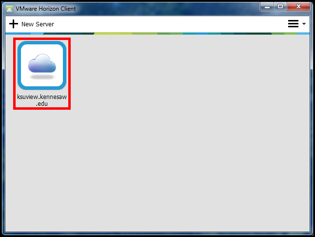 Login Instructions 1. Locate the VMware Horizon Client icon on your desktop and double-click to open (See Figure 16). Figure 16 - VMware Horizon Client. 2.