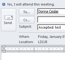 Accept (or Reject) a Meeting Invitation (From the Main Outlook Window Calendar View) Meeting invitations are received in your mail inbox and are indicated by the icon.