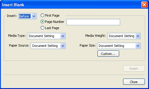COMMAND WORKSTATION, WINDOWS EDITION 27 TO DEFINE MEDIA FOR SPECIFIC PAGES 1 In the Mixed Media dialog box, click New Page Range. The Page/Page Range Media dialog box appears.
