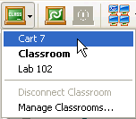 42 Setting Up Vision in the Classroom 1. On the Classroom toolbar, click the drop-down menu on the My Classrooms icon. 2. Choose the Classroom to which you want to connect. 3.