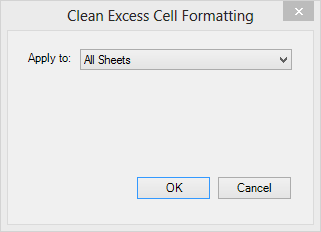 Cleaning Excess Cell Formatting On occasions, workbooks become bloated with excess cell formatting.