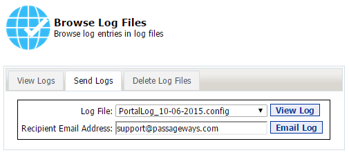 55 Portal Administration User s Guide Working with the Browse Log Files Tool The Browse Log Files Portal Tool allows you to view portal logs which contain entries on events that take place in the