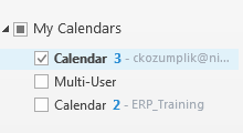 Accessing a Shared Calendar 1. Click the Calendar from the navigation pane. 2. Select the calendar from the list. 3. View the calendar. Merging Calendars 1.