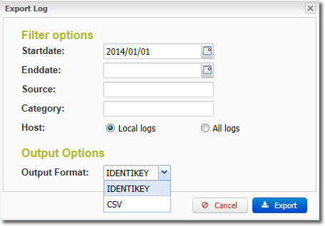 3. Click on Export (see highlighted field to right in the image below). A dialog opens (see second image below).