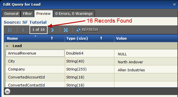 Create An Advanced Map To Delete Tutorial Data From Salesforce G. Click the Preview tab. You should have 16 records.