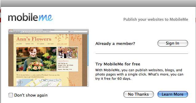 Page3 Opening the iweb Application and Choosing a Template To open iweb, click on the icon in the dock.