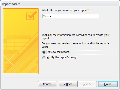 The final step is to name the report, as shown below: Use the text box at the top to enter a title for your report.