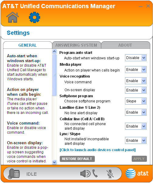 Getting started Quick reference guide - Settings panel 1 2 3 4 1. 2. 3. 4. General, ANSWERING SYSTEM, and About tabs --. Click the tab of the setting you want to edit (see Settings on pages 11-20).