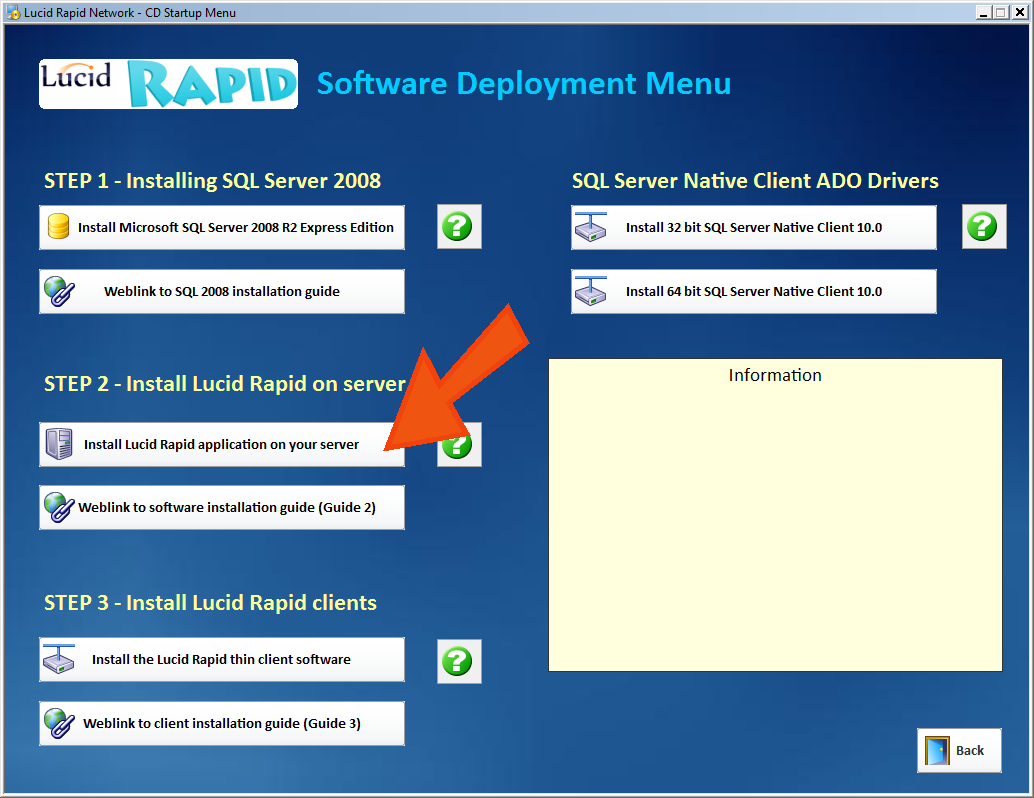 2. Installing Lucid Rapid application software on the server IMPORTANT! Please install Lucid Rapid software on a locally attached disk (such as C:) and avoid using networked drives.