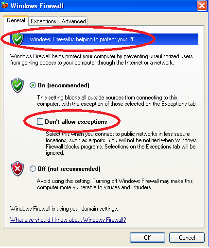 Windows XP: Configuring Your Firewall By default, the Windows 7 Firewall will allow communication to Vermont Oxford Network s web servers.