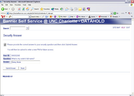 Forgot Your Password? If you have forgotten your password, use these steps (or the steps on page 2) to retrieve it. 6 1. Go to Banner Self Service at https://selfservice. uncc.edu. 2. Click Enter Secure Area.