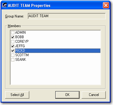 Chapter 8 System Administration Editing an Existing Group To edit an existing group: 1. From the PaperVision Xpress main screen, select Manage System Security from the Administration menu.