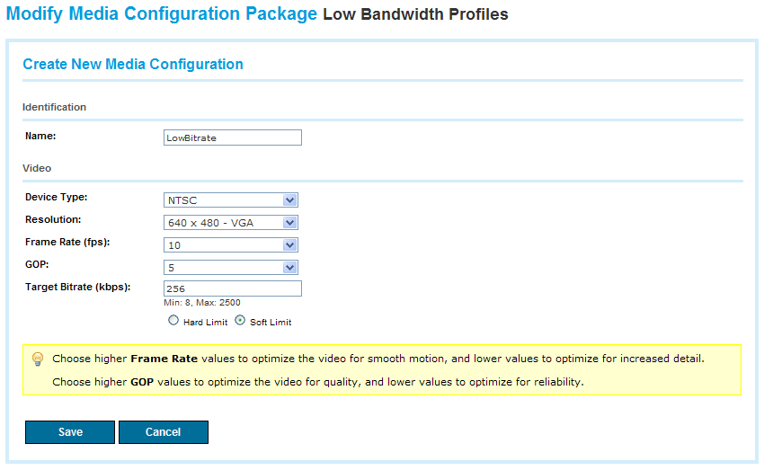 Figure 54 Create New Media Configuration 2. In the Identification section, fill in the fields necessary to define the new configuration, as shown in Table 27.