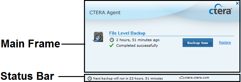 4 Using the CTERA Agent in Cloud Agent Mode Viewing the Agent Status To view the CTERA Agent's status Click the CTERA Agent tray icon in the notification area of the Windows taskbar.