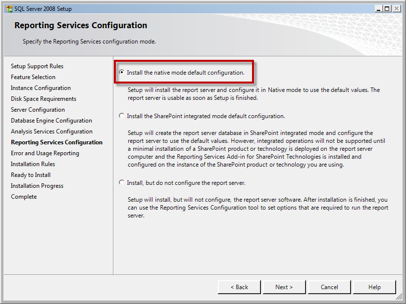 Page 46 of 243 You should now be on the Reporting Services Configuration page