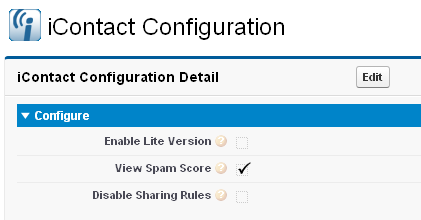 Configuring icontact for Salesforce (You re almost done!) 1. Click All tabs (+ or > on far right tab) 2. Click on 3. Click Edit 4. Configure a.