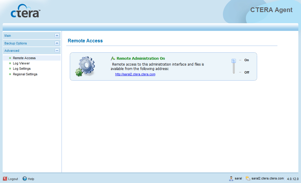 4 Using the CTERA Agent in Cloud Agent Mode A link appears, which you can click on to view a remote management page.