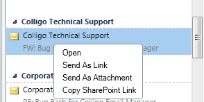 an item in your search results, right-click the item and select Send As Link from the contextual menu. This opens up a new email with a link to the item's location in SharePoint.