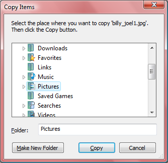The Four Methods Method 1 File Menu Copy/Move to Folder (Alt Key) Select the source item and go to the File Menu - Edit>Copy to folder or select Edit>Move to folder.