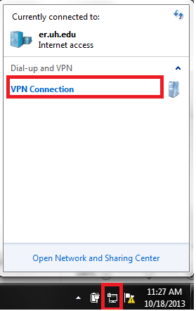 4. To verify you are disconnected click the Network Connections icon. Note: If this account does not have a password, then stop!
