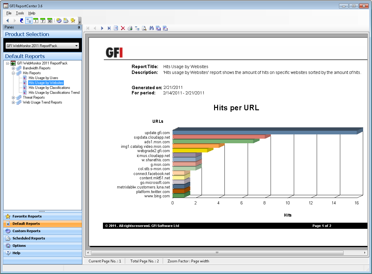 3.3 Navigating Through the Generated Report Screenshot 9 Generated reports are displayed in the right pane of the management console Generated reports are shown in the right pane of the GFI