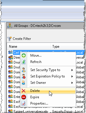 Part 3 - Automate Deletion Settings Figure - The Delete command on the shortcut menu You can set the days after which the expired groups should be automatically deleted.