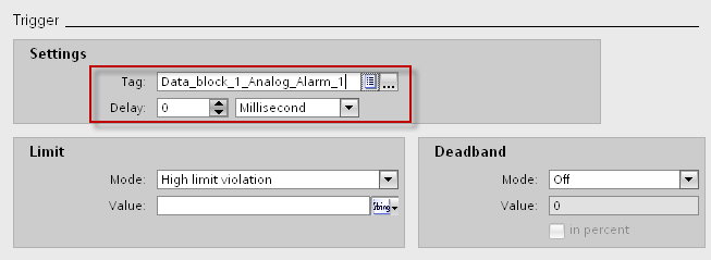 3 Configuration of messages in WinCC Basic / Comfort / Advanced Screens 3. In the table, double-click on <Add new> to create an analog alarm. 4.