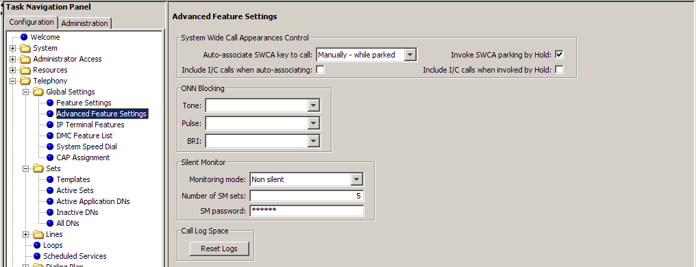 Advanced Feature Settings Attribute Values Description System Wide Refer to the SWCA section of this guide.