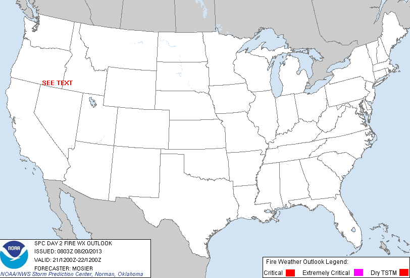 Critical Fire Weather Areas Days 1 8 Day 1 Day 2