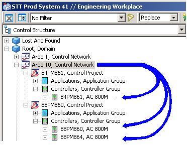 OPC Server PROFIBUS/HART Configuration Splitting Section 3 OPC Server PROFIBUS/HART example the OPC Server aspects are moved from the Control Network Object to all Controller Nodes, which are