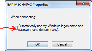 9. Uncheck the Automatically use my Windows logon name if already checked and then click on the