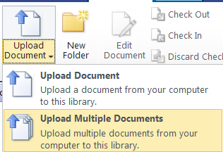 3.3 Upload Single or Multiple Files into the Shared Documents Library In the Quick Launch Menu, click Shared Documents On the List Tools tab, click Documents to launch the Documents Ribbon To upload